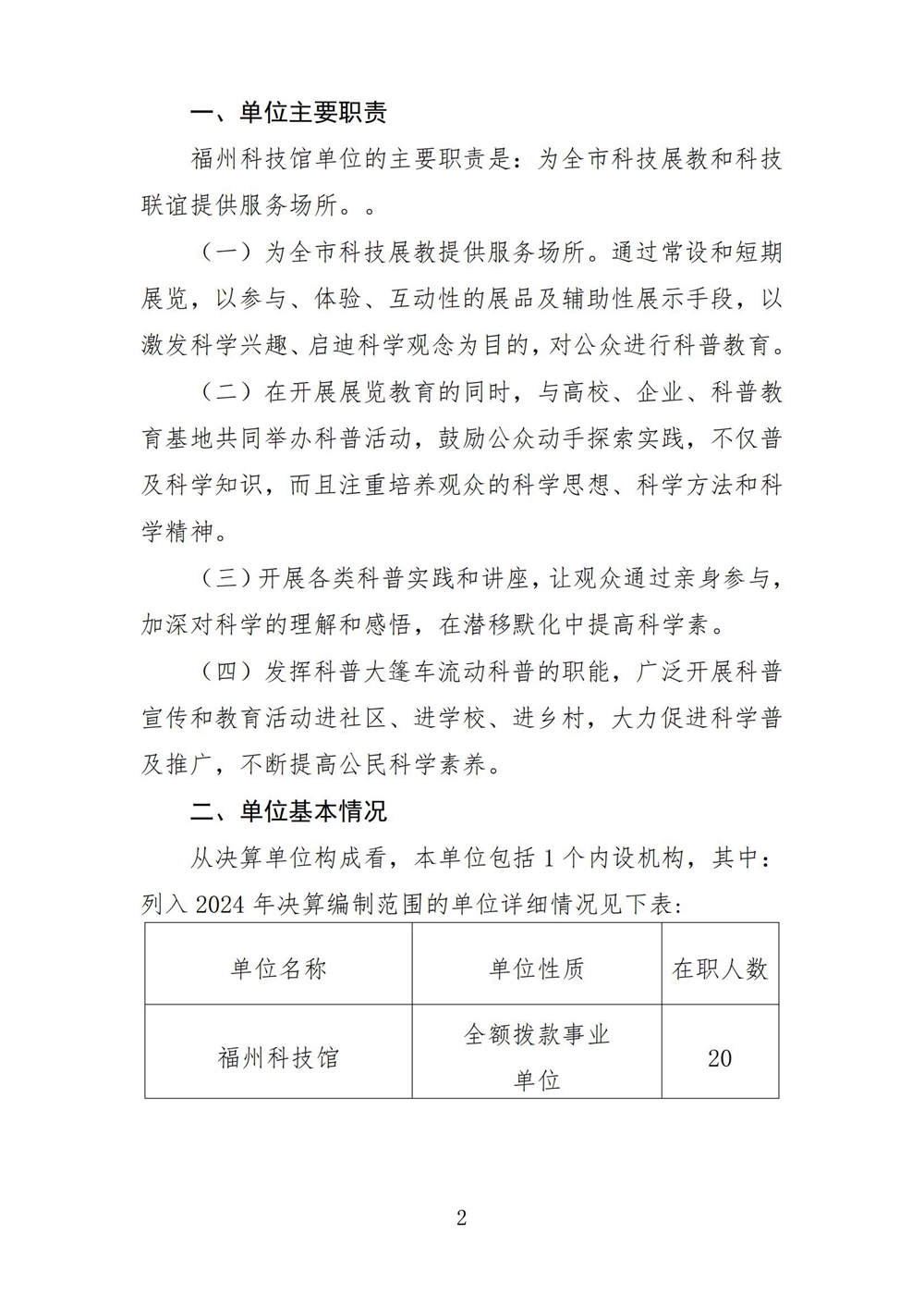 2024年度福州科技馆单位决算公开