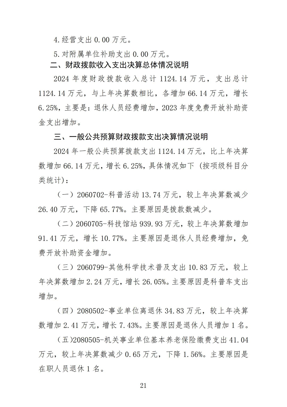 2024年度福州科技馆单位决算公开